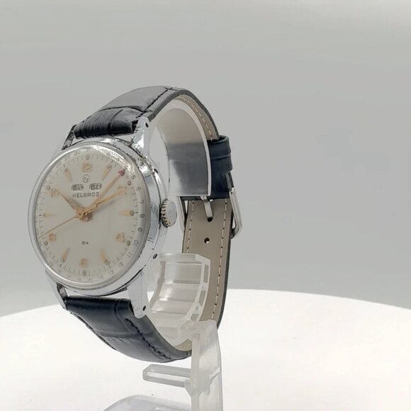 Vintage 33.5mm Helbros Triple Calendar Men's Mechanical Wristwatch Germany - Picture 1 of 5